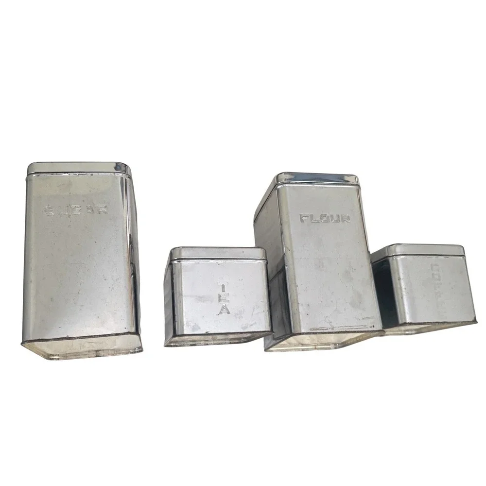 Vintage‎ Chrome Kitchen Canister Set 4pc Lincoln Beautyware